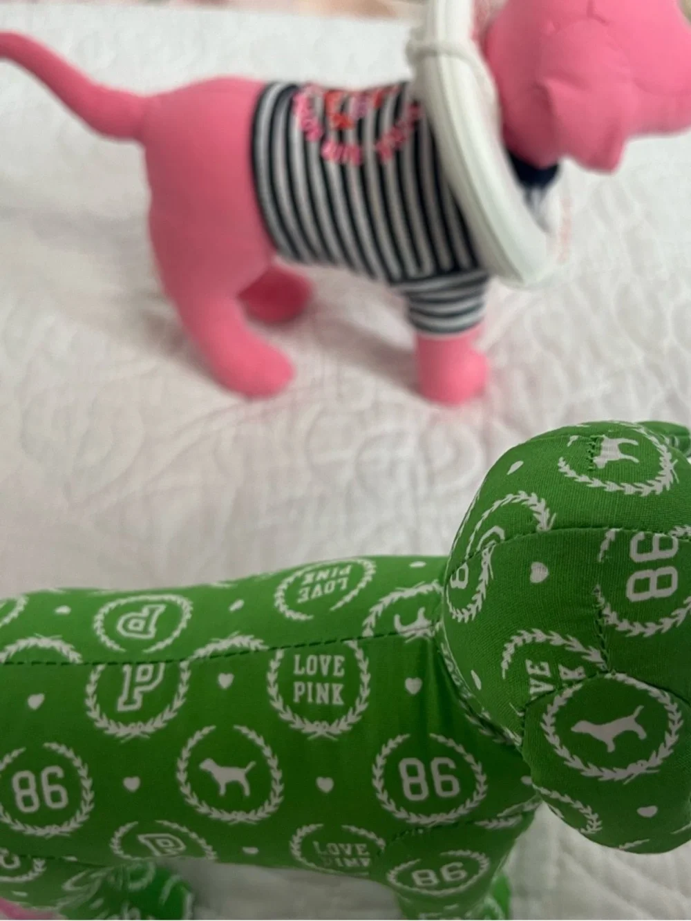 PINK Victoria's Secret Multi-Color Dog Plush Set (Red, Navy, Green, Pink) 4 pi - Picture 5 of 12